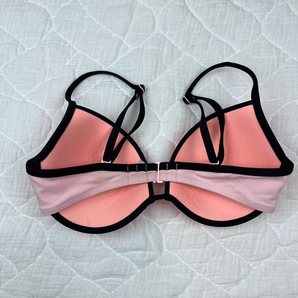 Victoria’s Secret Pink & Black Push-Up Bikini Top – Size 34DD - Picture 4 of 8